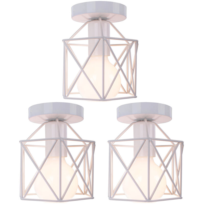 foto del prodotto plafoniere soffitto, 16cm mini piazza lampade a soffitto, illuminazione con metallo gabbia e27 per soggiorno sala da pranzo camera da letto bianco 3