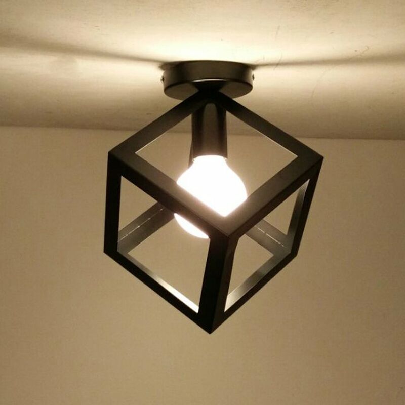 foto del prodotto plafoniere soffitto, con piazza gabbia in metallo, industrail stile, e27 attacco per soggiorno sala da pranzo camera da letto nero 