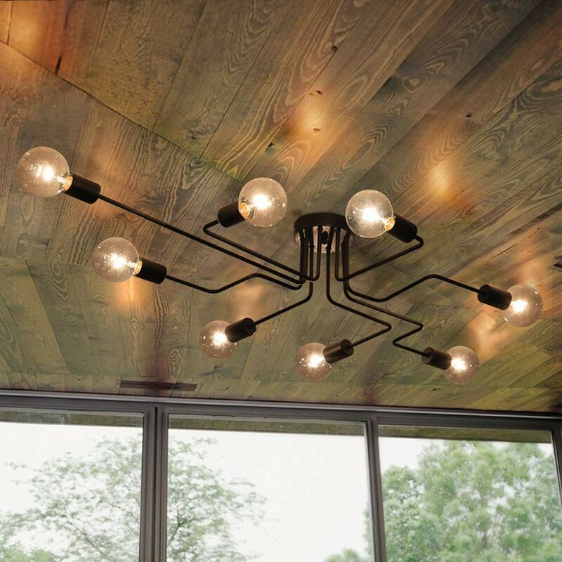 foto del prodotto plafoniere soffitto spider, 8 luci lampadario a soffitto creativo, plafoniere illuminazione supporto e27 per cucina isaland camera da letto nero 