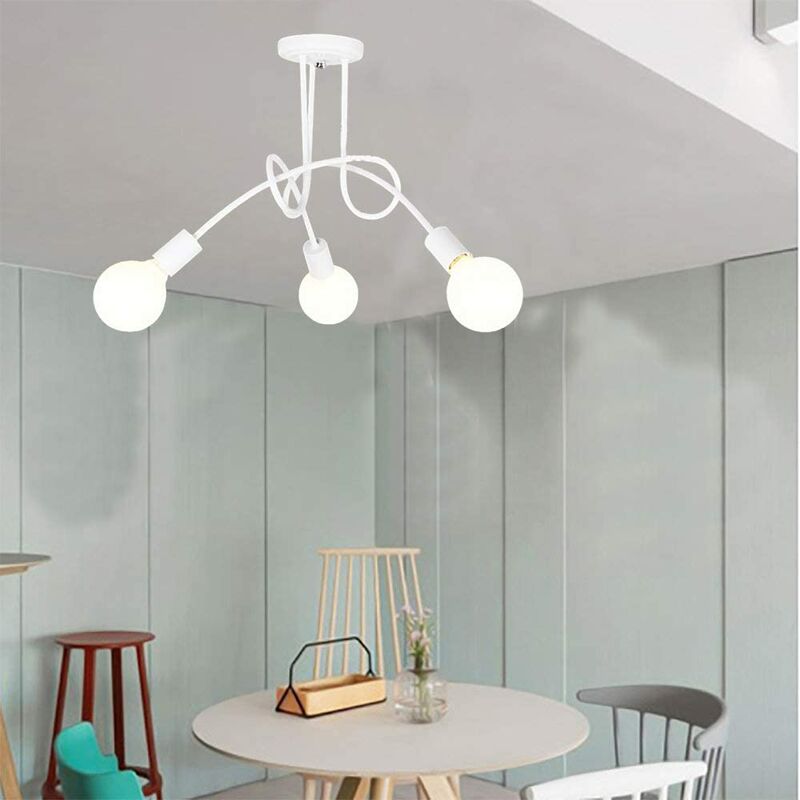 foto del prodotto plafoniere spider, 3 luci lampadario a soffitto in industriale stile, illuminazione creativo supporto e27 per cucina camera da letto bianco 