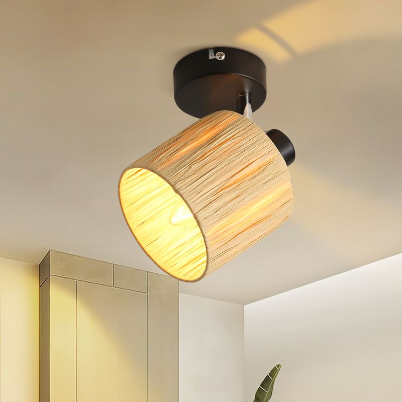 foto del prodotto plafonnier 1 fiamma plafonnier corridoio lampada da soffitto vintage spot interno nero naturale spot da soffitto e14 carta 350 pivotante spot per