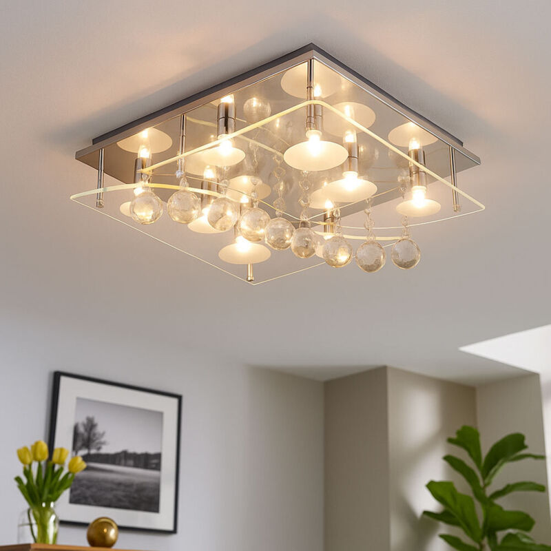 foto del prodotto plafonnier chrome clairage cristal verre salon lampe carr e esto 940030 8 aquila