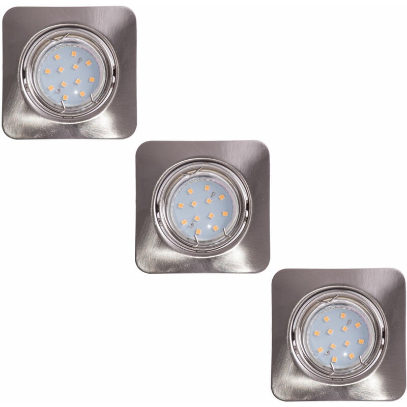 foto del prodotto plafonnier encastr plafonnier salon, pivotant, m tal nickel mat, 1x led 5w 400lm 3000k, lxp 8,5x8,5cm, lot de 3