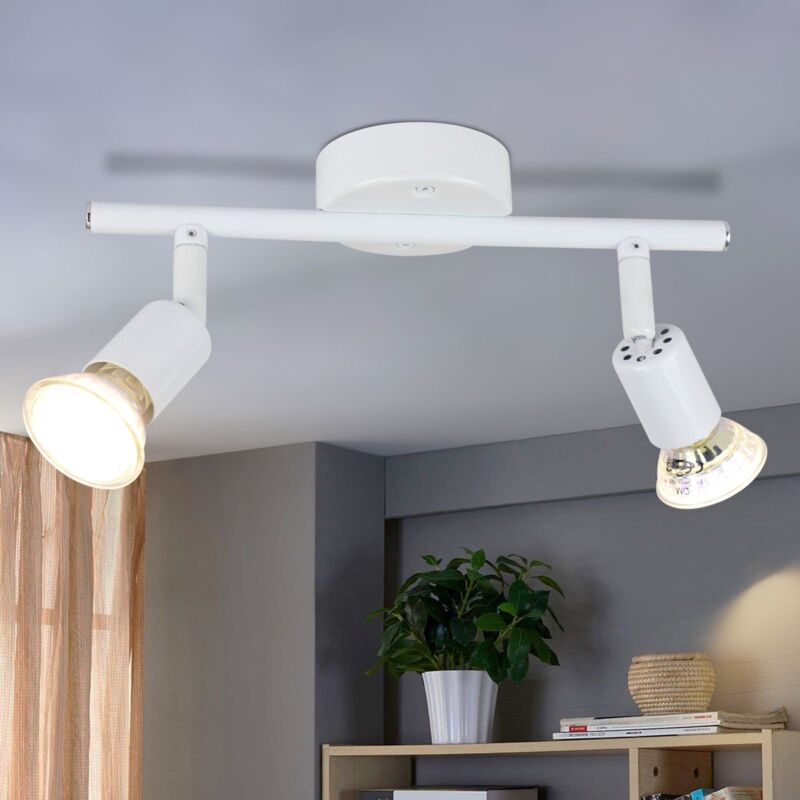 foto del prodotto plafonnier led 2 spots de plafond blanc orientable gu10 spots de plafond 2 ampoule appliques murales plafonnier de salle de bain cuisine couloir