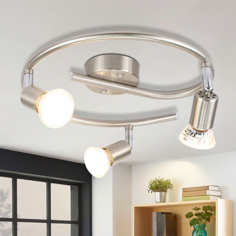 foto del prodotto plafonnier led 3 spots de plafond orientable gu10 spots de plafond 3 ampoule appliques murales plafonnier de salle de bain cuisine couloir chambre