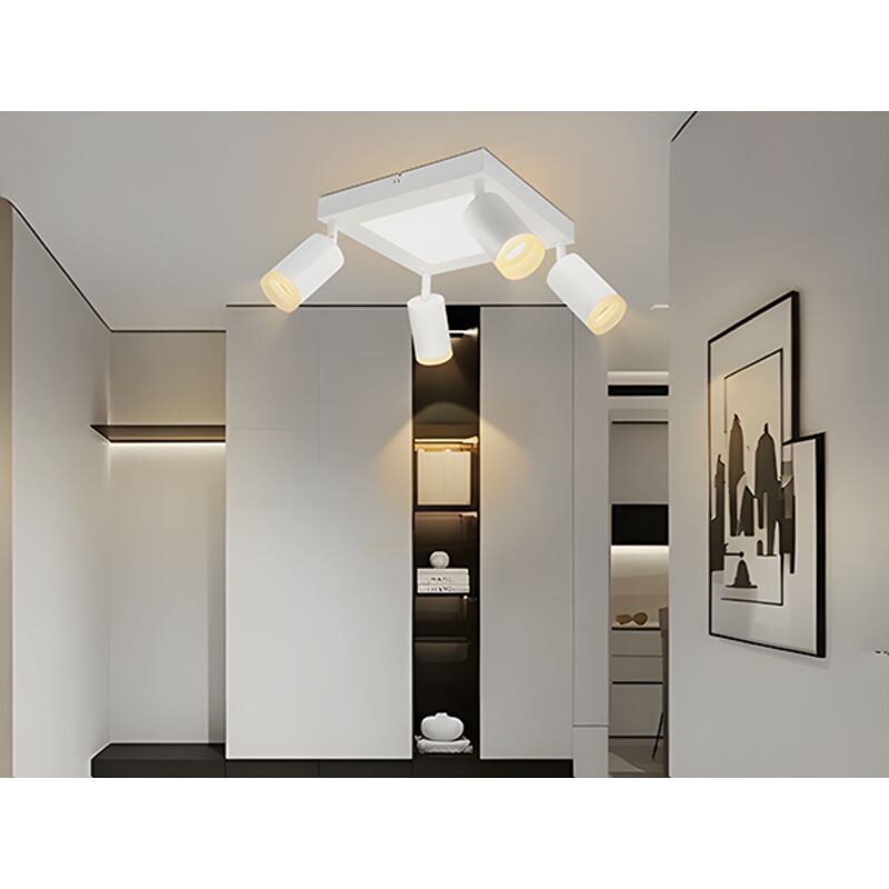 foto del prodotto plafonnier led 4 spots de plafond spot de plafond gu10 plafonnier blanc plafonnier chambre lampe 3000k lampe de cuisine 20w orientable pour salon