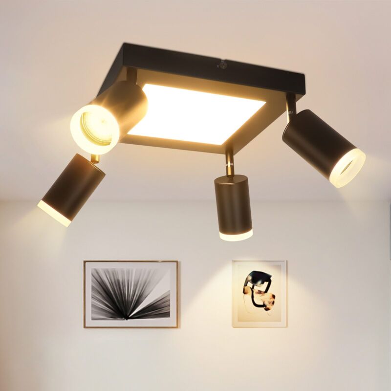 foto del prodotto plafonnier led 4 spots de plafond spot de plafond gu10 plafonnier noir plafonnier chambre lampe 3000k lampe de cuisine 20w orientable pour salon
