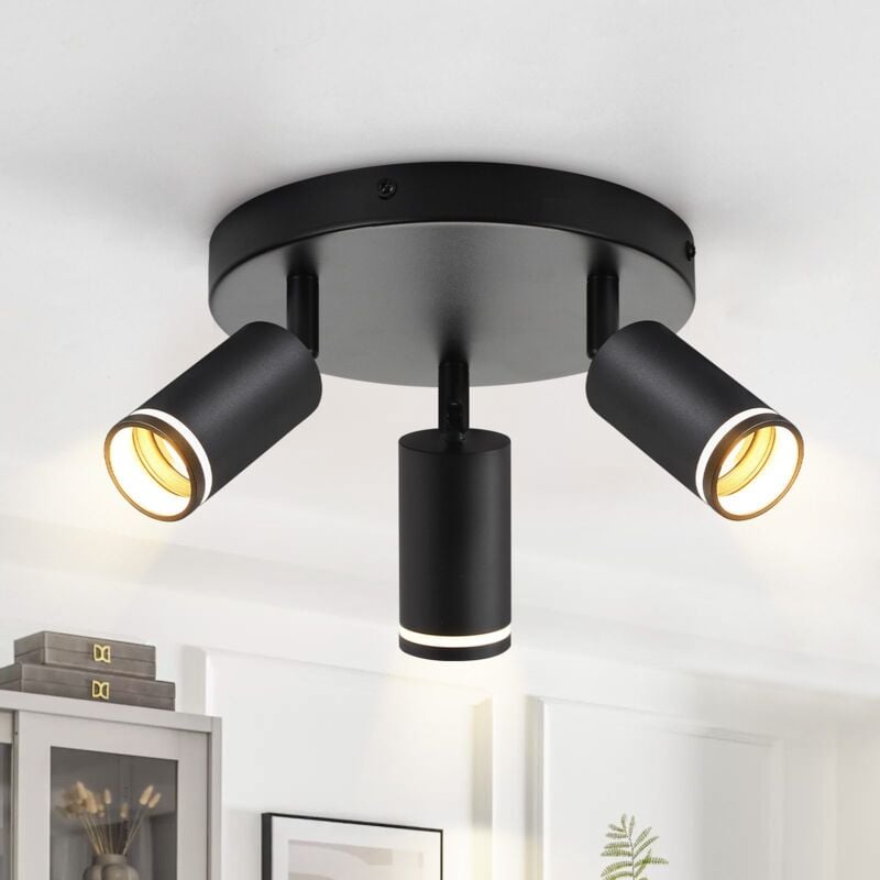 foto del prodotto plafonnier led gbly 3 spots de plafond noir lampe de couloir moderne gu10 mural orientable spot de plafond rond en m tal int rieur pour couloir