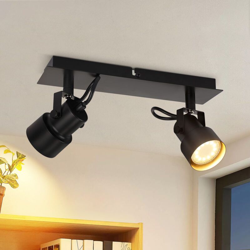 foto del prodotto plafonnier spot 2 flamme nero plafonnier vintage pivotante gu10 350 spot plafonnier spot lampada cucina per salotto camera da letto cucina
