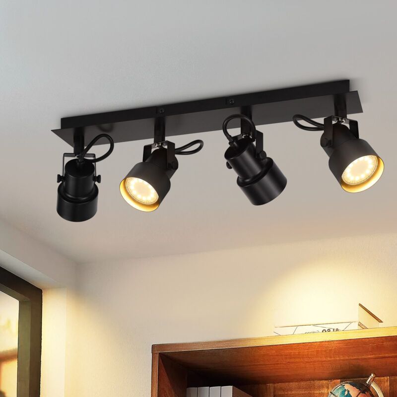 foto del prodotto plafonnier spot 4 flamme nero plafonnier vintage pivotante gu10 350 spot plafonnier spot lampada cucina per salotto camera da letto cucina