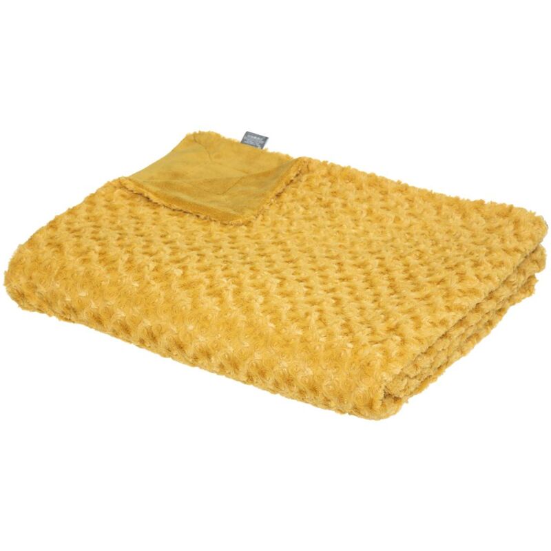 foto del prodotto plaid bouclette in finta pelliccia giallo senape 180x230cm atmosphera cr ateur d int rieur