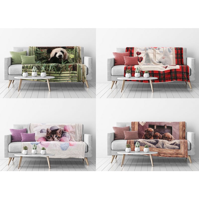foto del prodotto plaid coperta divano stampa digitale retro agnellato pelliccia vari disegni, misura130x160coloregnomi