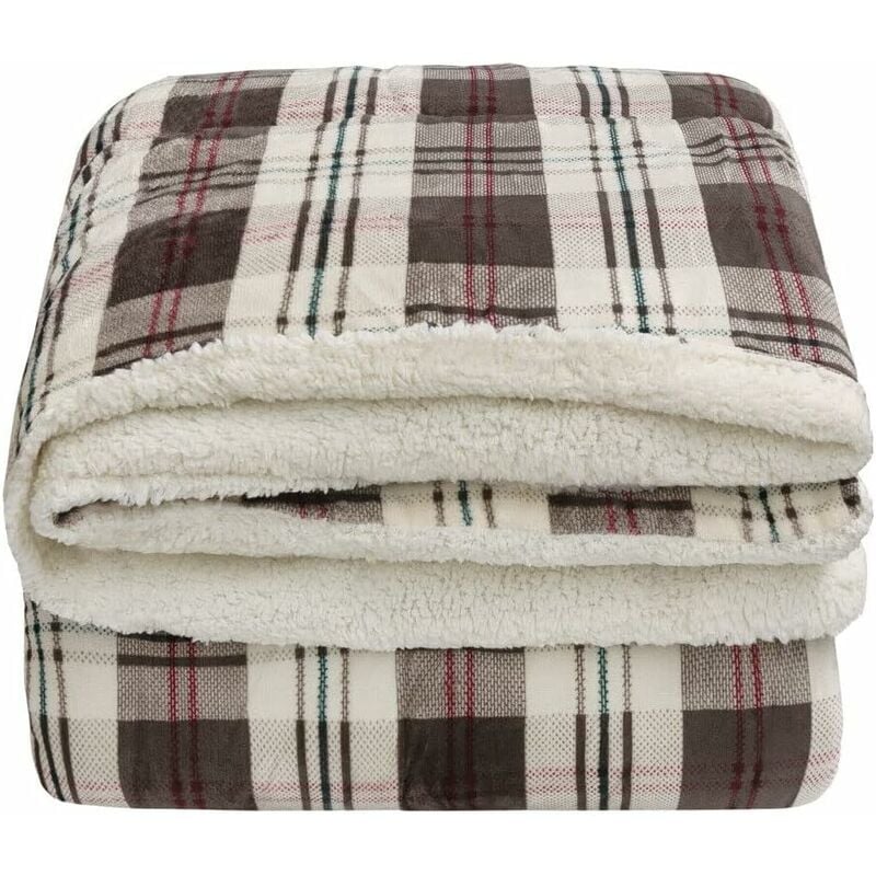 foto del prodotto plaid coperta sherpa pile doppio strato morbida calda vellutata matrimoniale dis.e