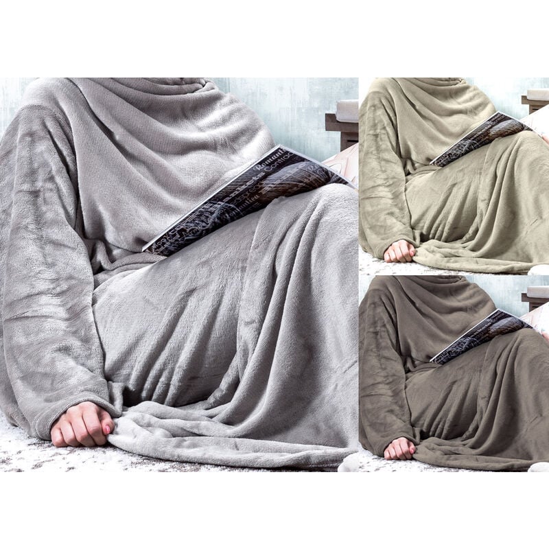 foto del prodotto plaid in pile coperta con maniche da divano inverno caldo modello carol, misuracarolcolorecrema