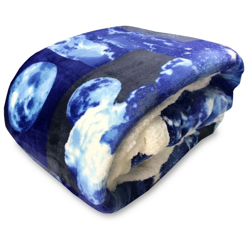 foto del prodotto plaid in pile sherpa coperta luna lunare 1 piazza