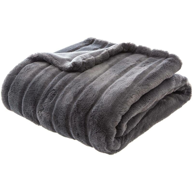 foto del prodotto plaid manoir in ecopelliccia grigio ardesia 120x160cm atmosphera cr ateur d int rieur