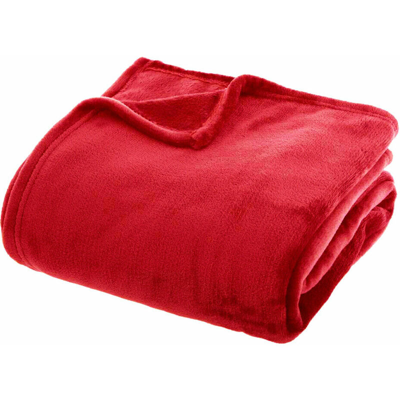 foto del prodotto plaid morbidissimo tinta unita coperta soffice pile caldo letto divano rosso 160x210 cm