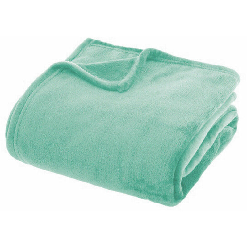 foto del prodotto plaid morbidissimo tinta unita coperta soffice pile caldo letto divano verde 130x160 cm