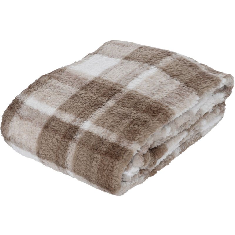 foto del prodotto plaid poliestere a quadri marrone 130x170 cm