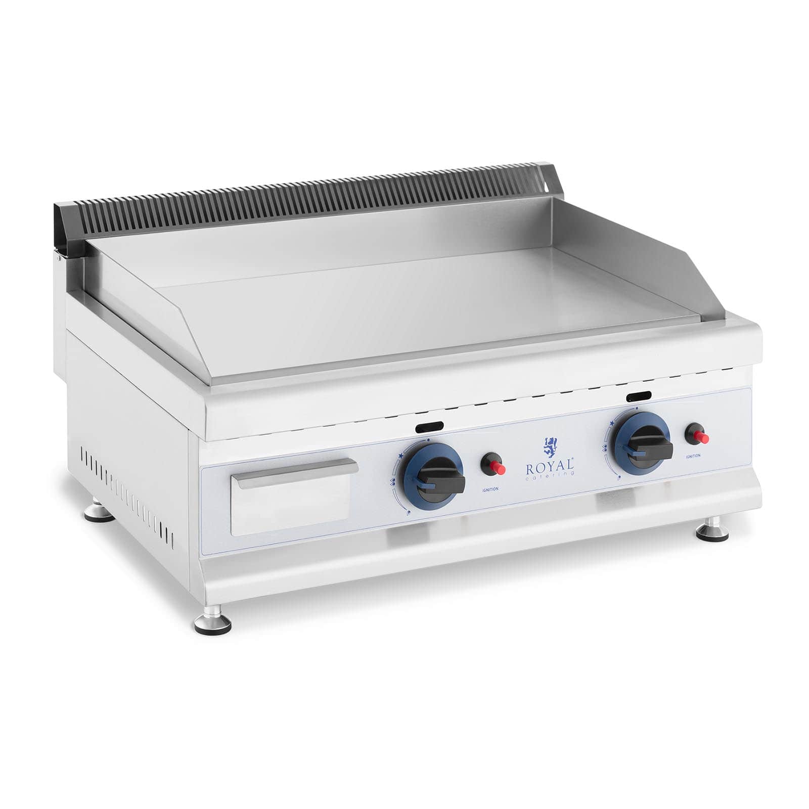 foto del prodotto plancha professionale a gas in acciaio inox 60 cm 2 zone cottura 2 x 3 100 watt piastra 60 x 40 cm, 20 mbar, gas naturale, 50 300 c, liscia, evacua il grasso 14 0004038