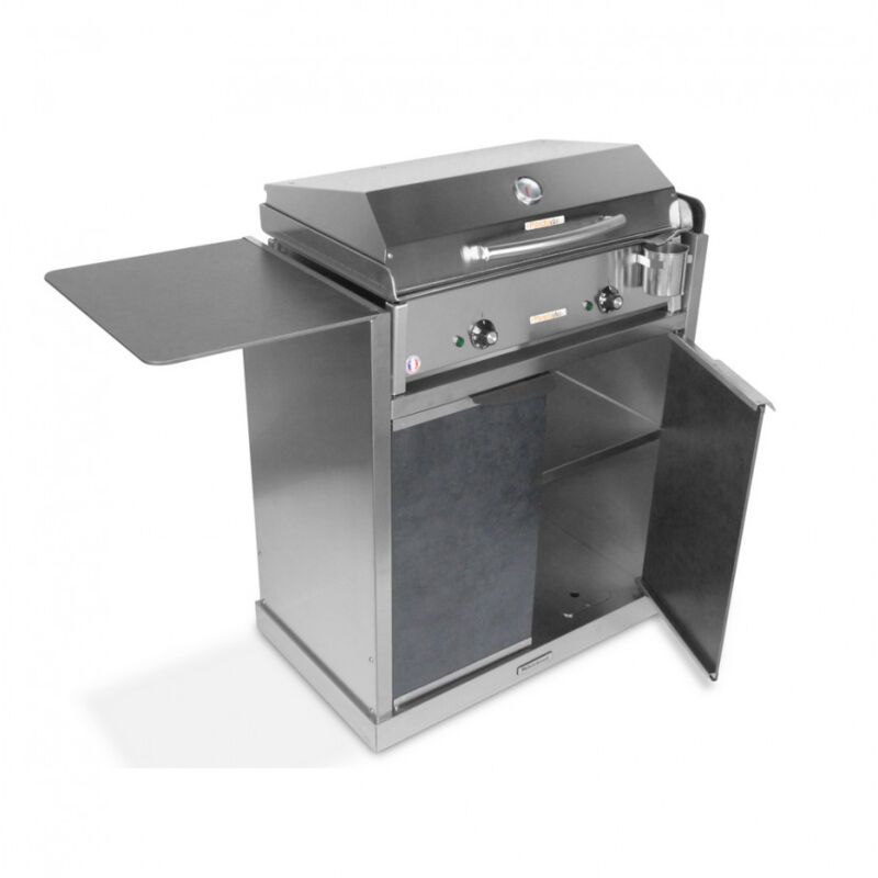foto del prodotto planchaelec confezione completa piastra elettrica anthea e 650 3000 w, carrello accessori, in acciaio inox, termostato regolabile, 12 persone,