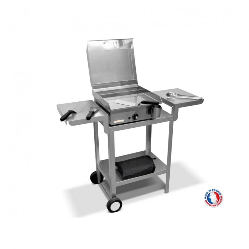 foto del prodotto planchaelec confezione completa piastra elettrica neo e530 2400w carrello accessori acciaio termostato regolabile 8 persone made in