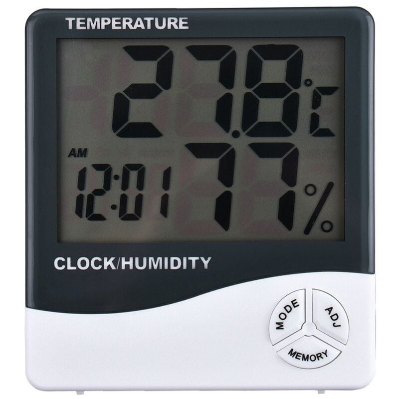 foto del prodotto planet shop tempo di saldi termometro igrometro orologio digitale data con display lcd 12 24 ore allarme