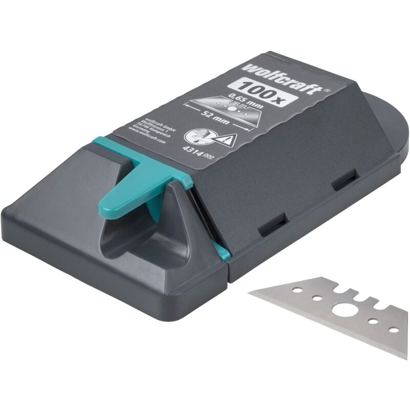foto del prodotto planeta huerto wolfcraft 100 lame professionali trapezoidali 0.65 x 52 mm en box dispenser, 4314000, lame sostitutive