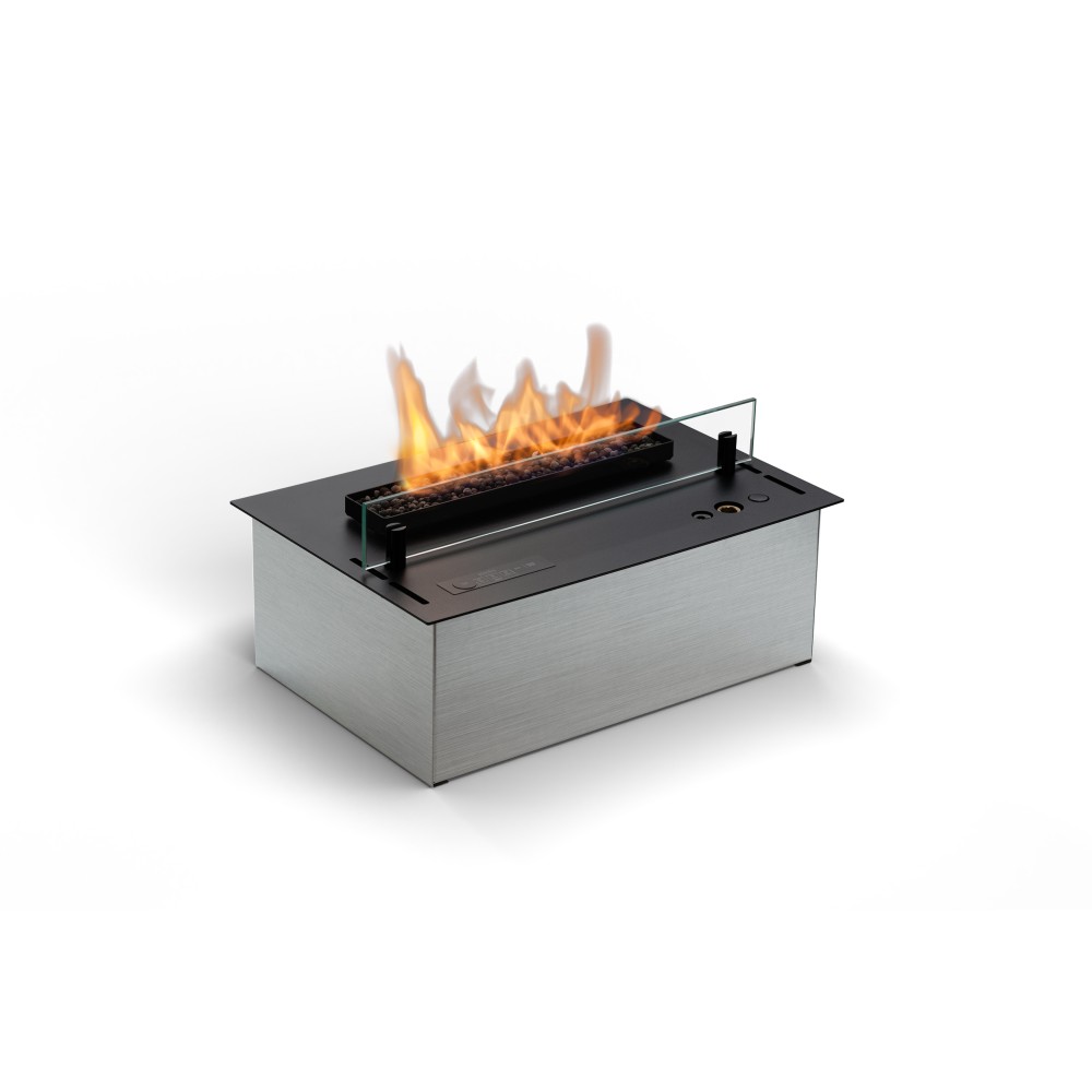 foto del prodotto planika bruciatore a bioetanolo senso burner bev senza canna fumaria, controllo remoto, fiamma reale, acciaio