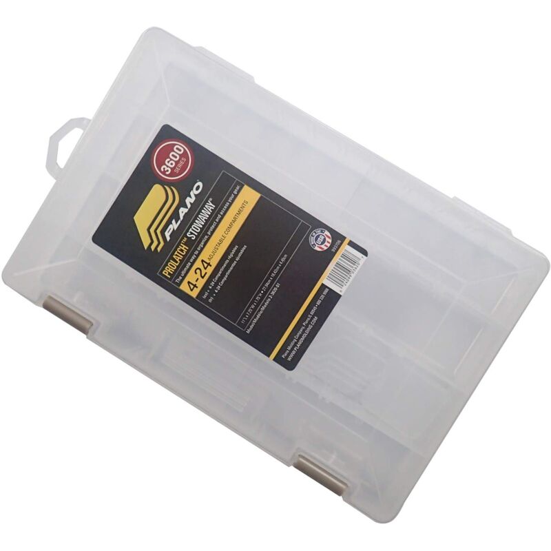 foto del prodotto plano prolatch 3600 stowaway horizontal cassetta per attrezzatura da pesca, cassetta in plastica, cassetta organizzativa in plastica con divisori