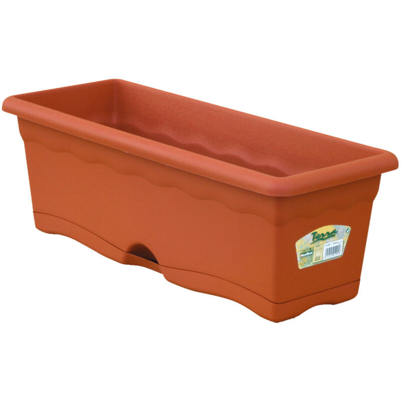 foto del prodotto plastiken vaso con sottovaso integrato in terracotta 80x20cm