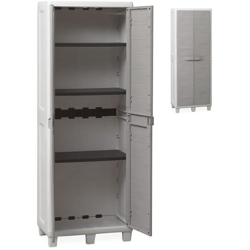 foto del prodotto plastmeccanica armadio tuttopiani a 2ante 3ripiani grigio chiaro grigio tort. art.034 cm.65x38x178h.