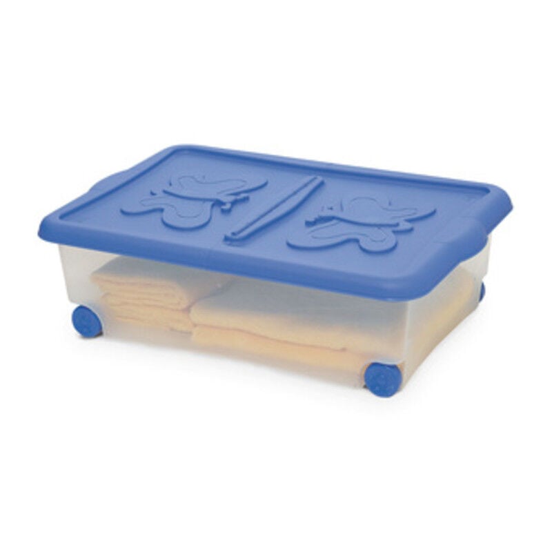 foto del prodotto plastmeccanica contenitore con ruote e coperchio cm.60x40h18. prezzo per 1 pezzo.