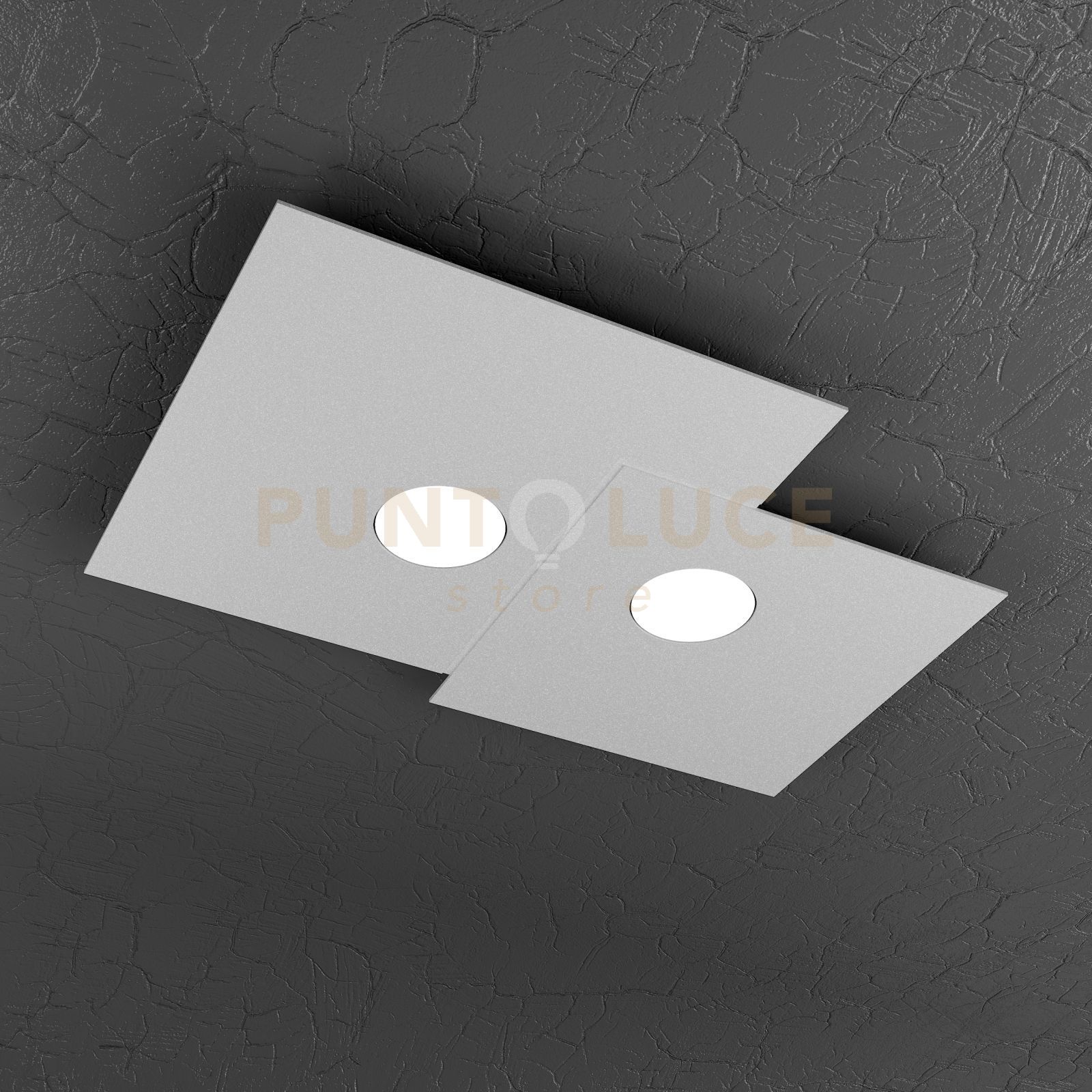 foto del prodotto plate plafoniera 2 luci grigio 1129 pl2 r gr