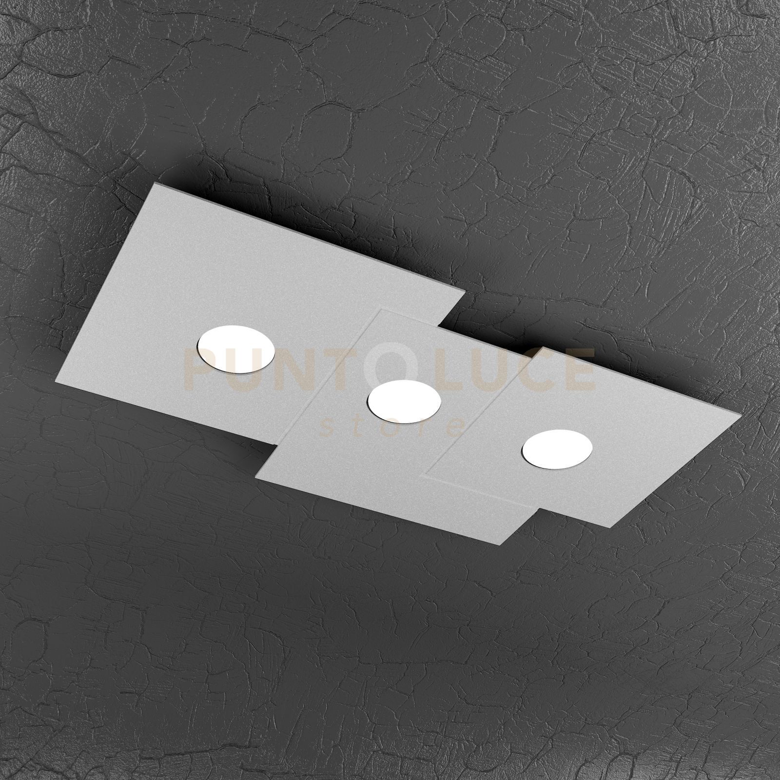 foto del prodotto plate plafoniera 3 luci grigio 1129 pl3 r gr