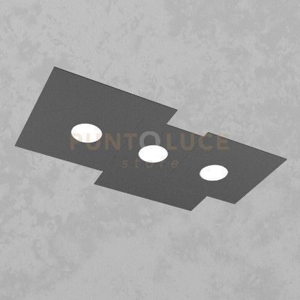 foto del prodotto plate plafoniera 3 luci grigio antracite 1129 pl3 r ga