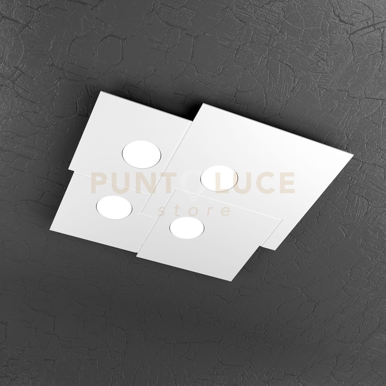 foto del prodotto plate plafoniera 4 luci quadra bianco 1129 pl4 bi