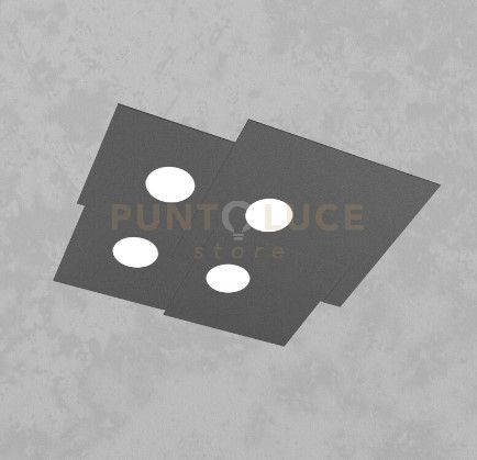 foto del prodotto plate plafoniera 4 luci quadra grigio antracite 1129 pl4 ga