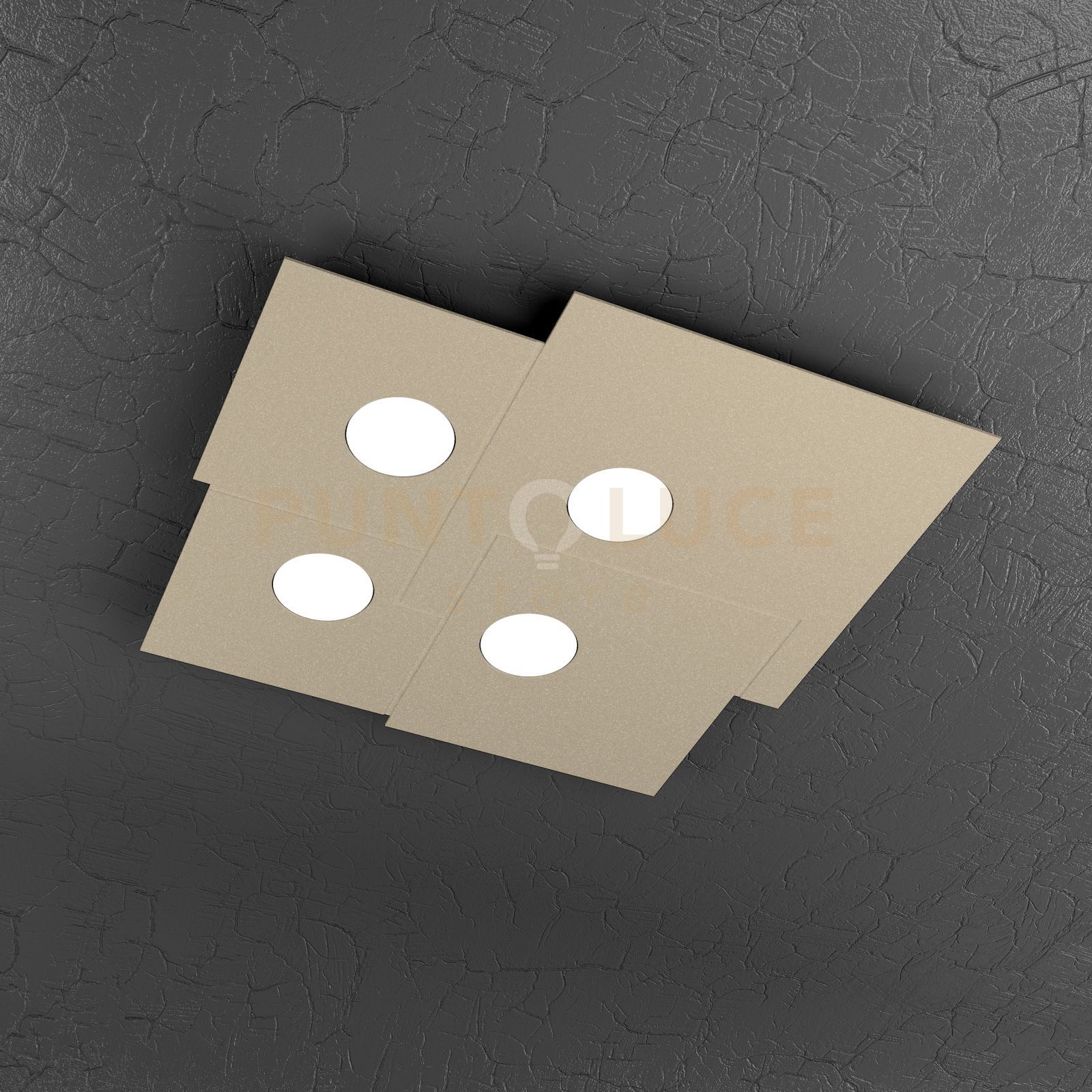 foto del prodotto plate plafoniera 4 luci quadra sabbia 1129 pl4 sa