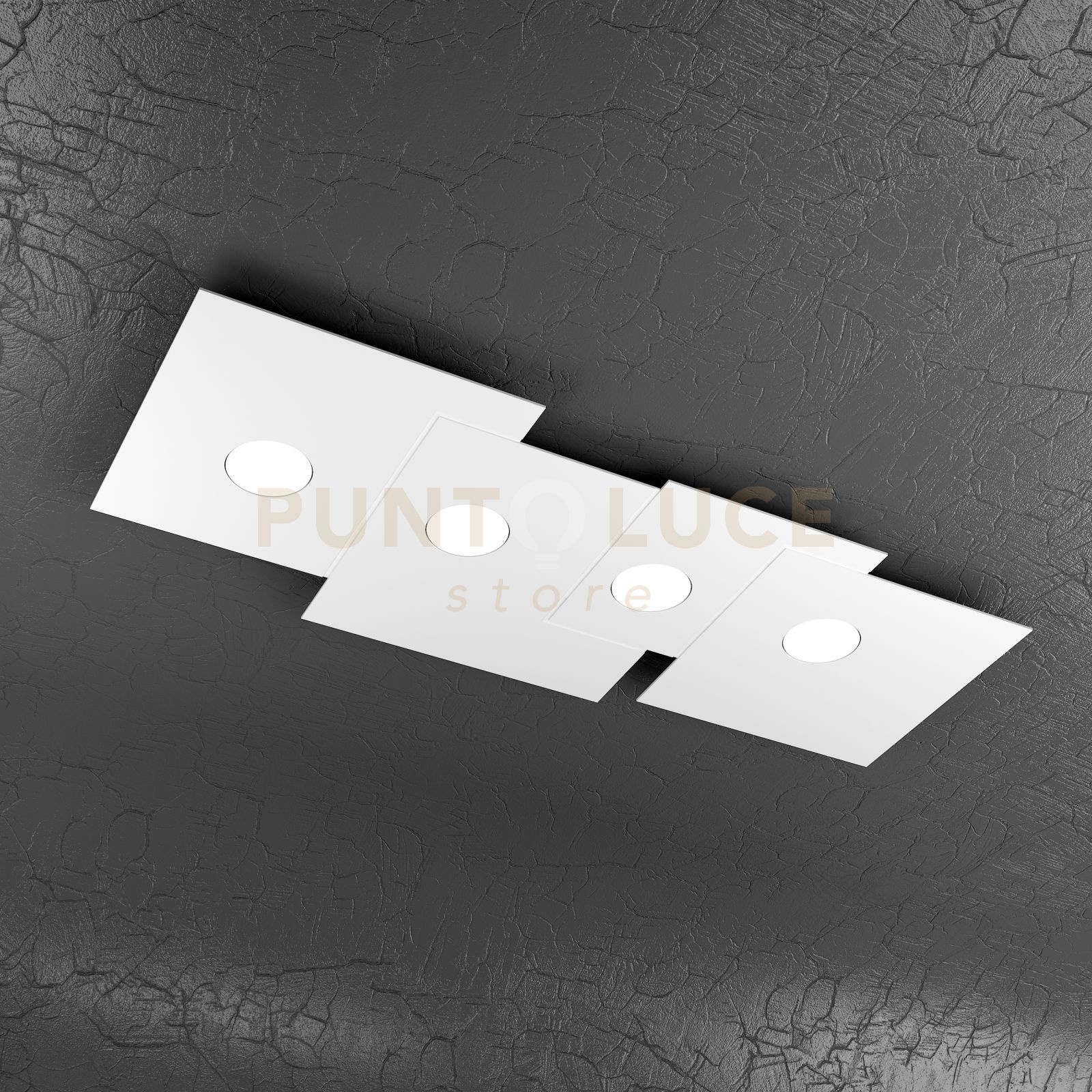foto del prodotto plate plafoniera 4 luci rettangolare bianco 1129 pl4 r bi
