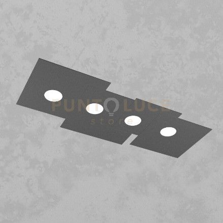 foto del prodotto plate plafoniera 4 luci rettangolare grigio antracite 1129 pl4 r ga