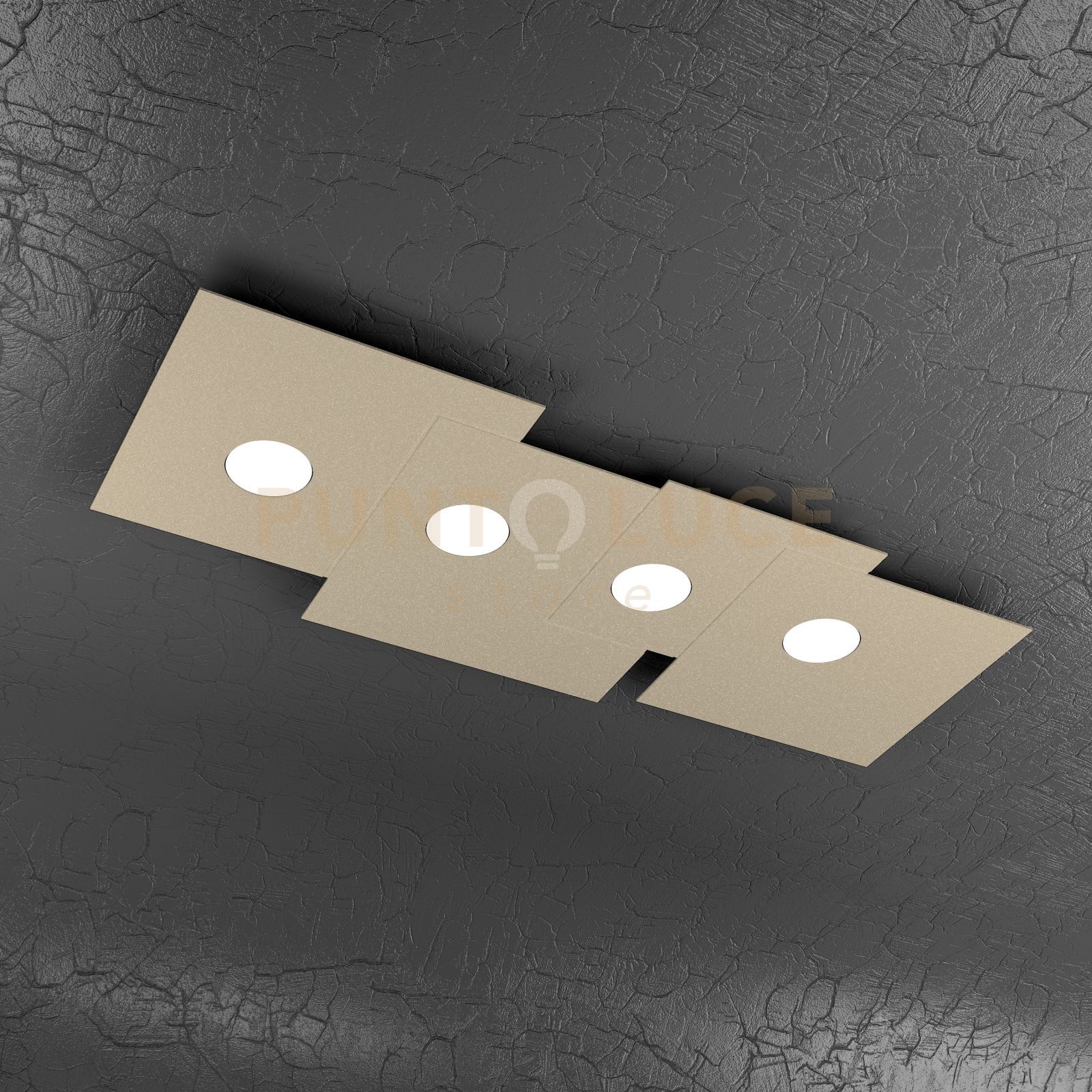 foto del prodotto plate plafoniera 4 luci rettangolare sabbia 1129 pl4 r sa