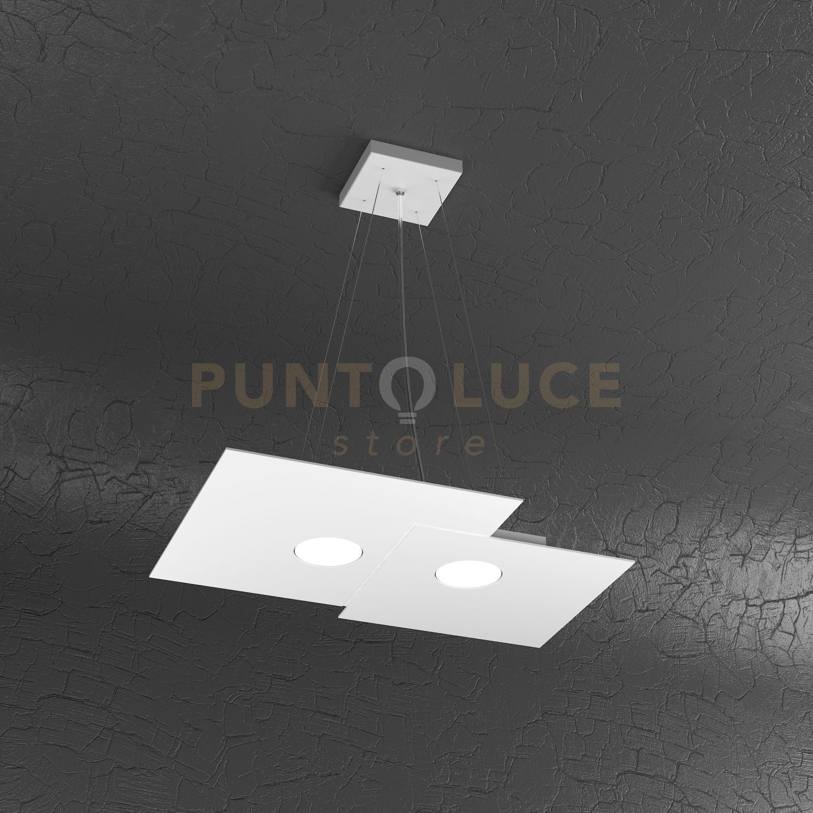 foto del prodotto plate sospensione 2 luci bianco 1129 s2 r bi