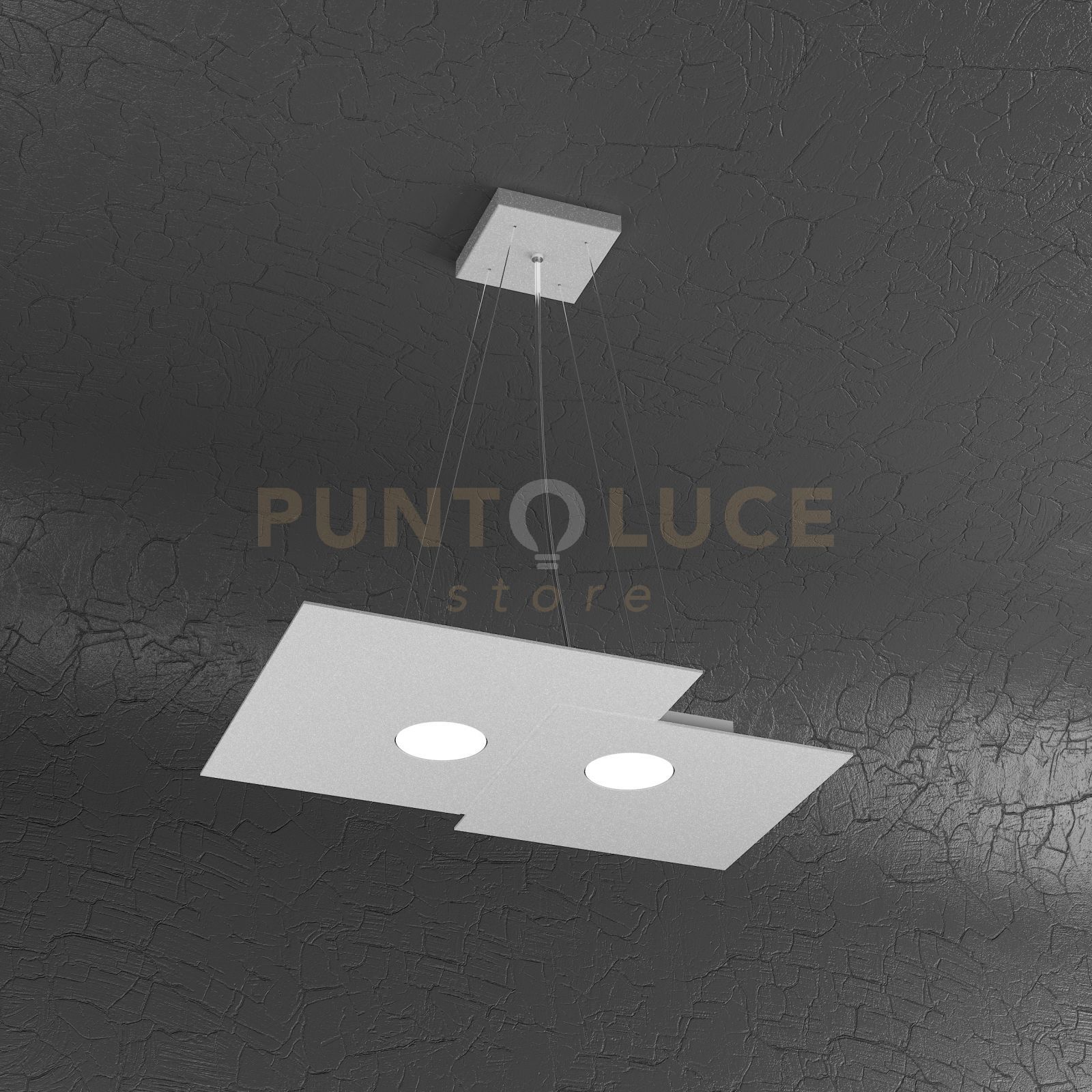 foto del prodotto plate sospensione 2 luci grigio 1129 s2 r gr