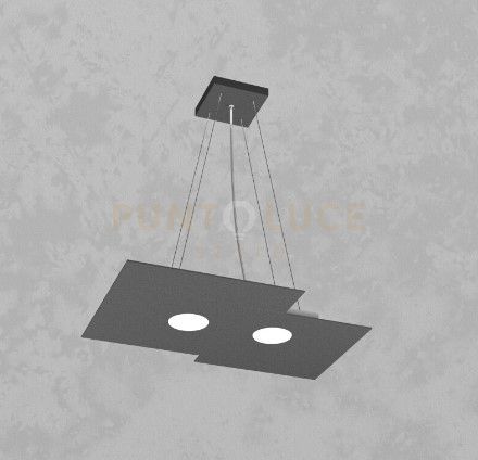 foto del prodotto plate sospensione 2 luci grigio antracite 1129 s2 r ga