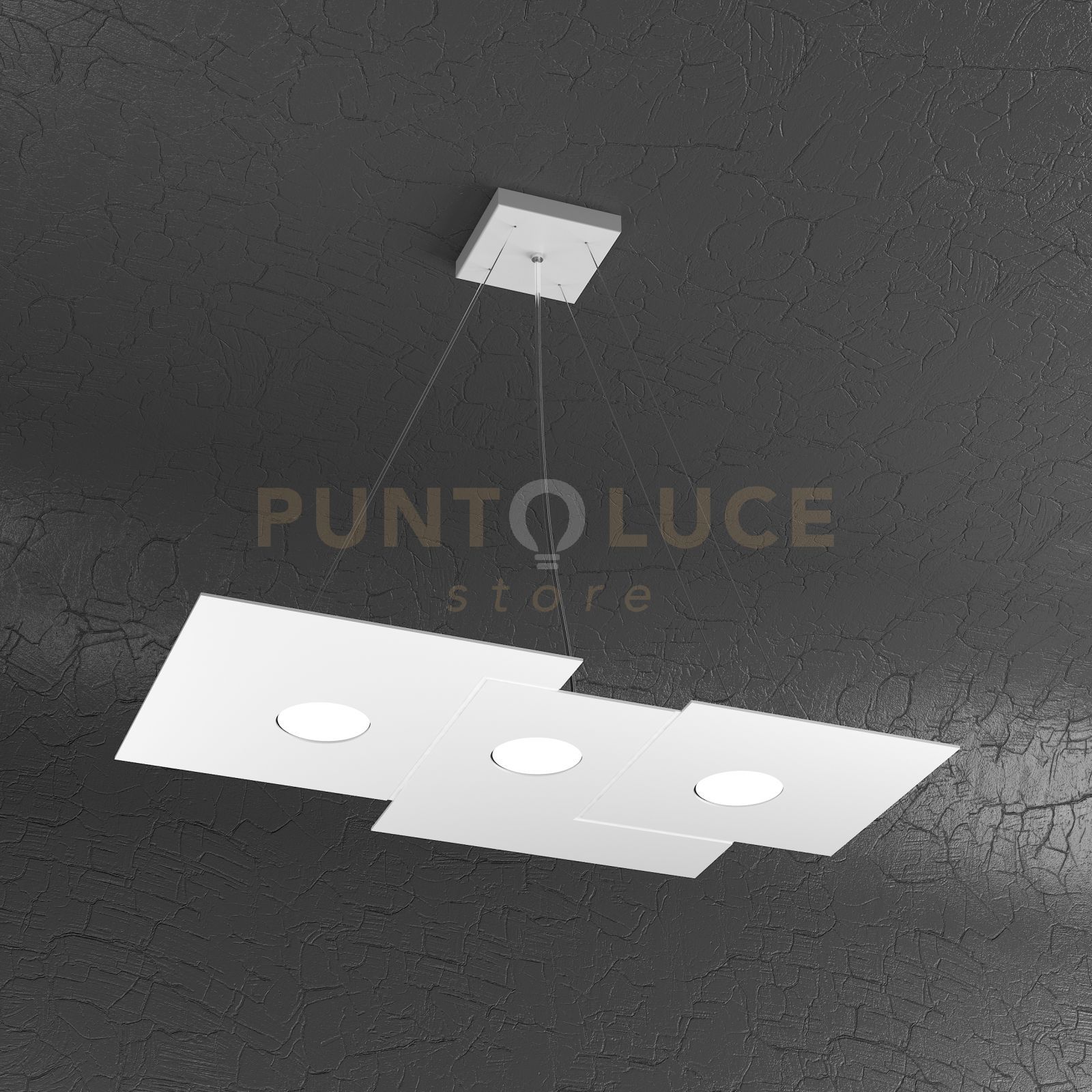 foto del prodotto plate sospensione 3 luci bianco 1129 s3 r bi