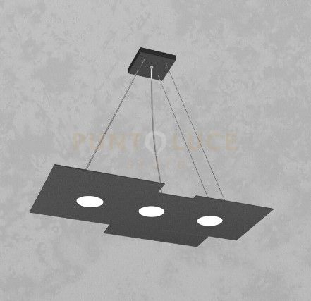 foto del prodotto plate sospensione 3 luci grigio antracite 1129 s3 r ga