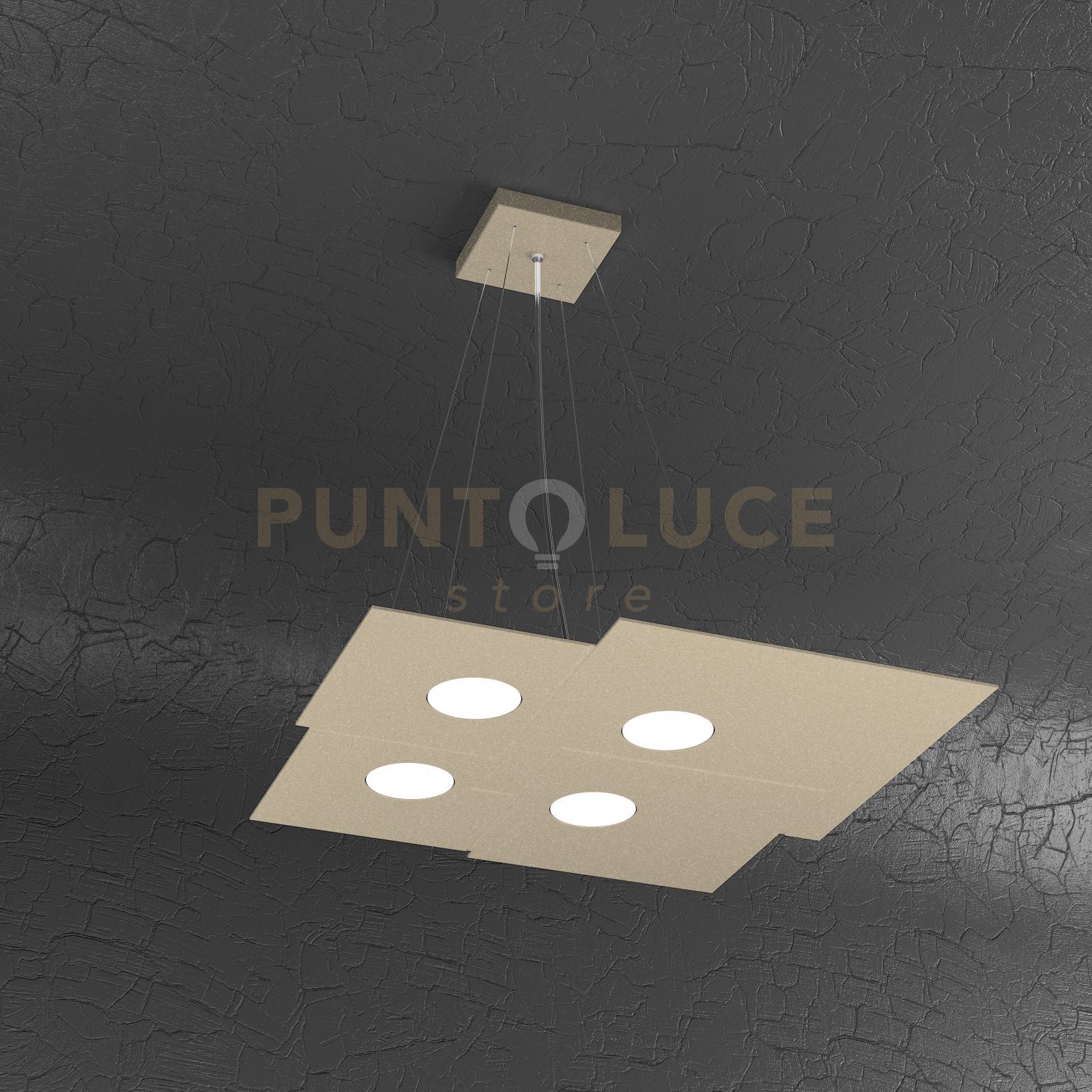 foto del prodotto plate sospensione 4 luci quadra sabbia 1129-s4-sa