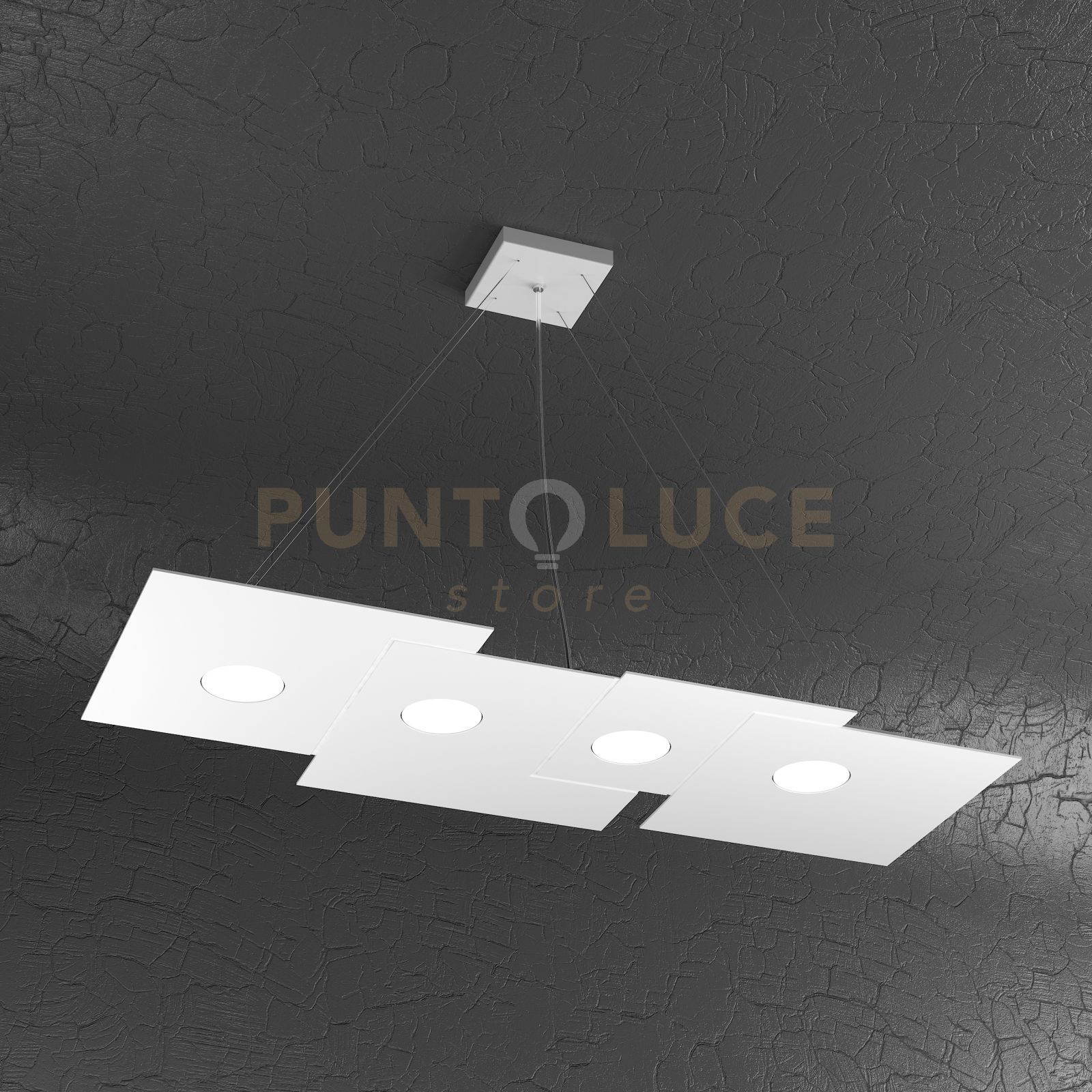 foto del prodotto plate sospensione 4 luci rettangolare bianco 1129 s4 r bi
