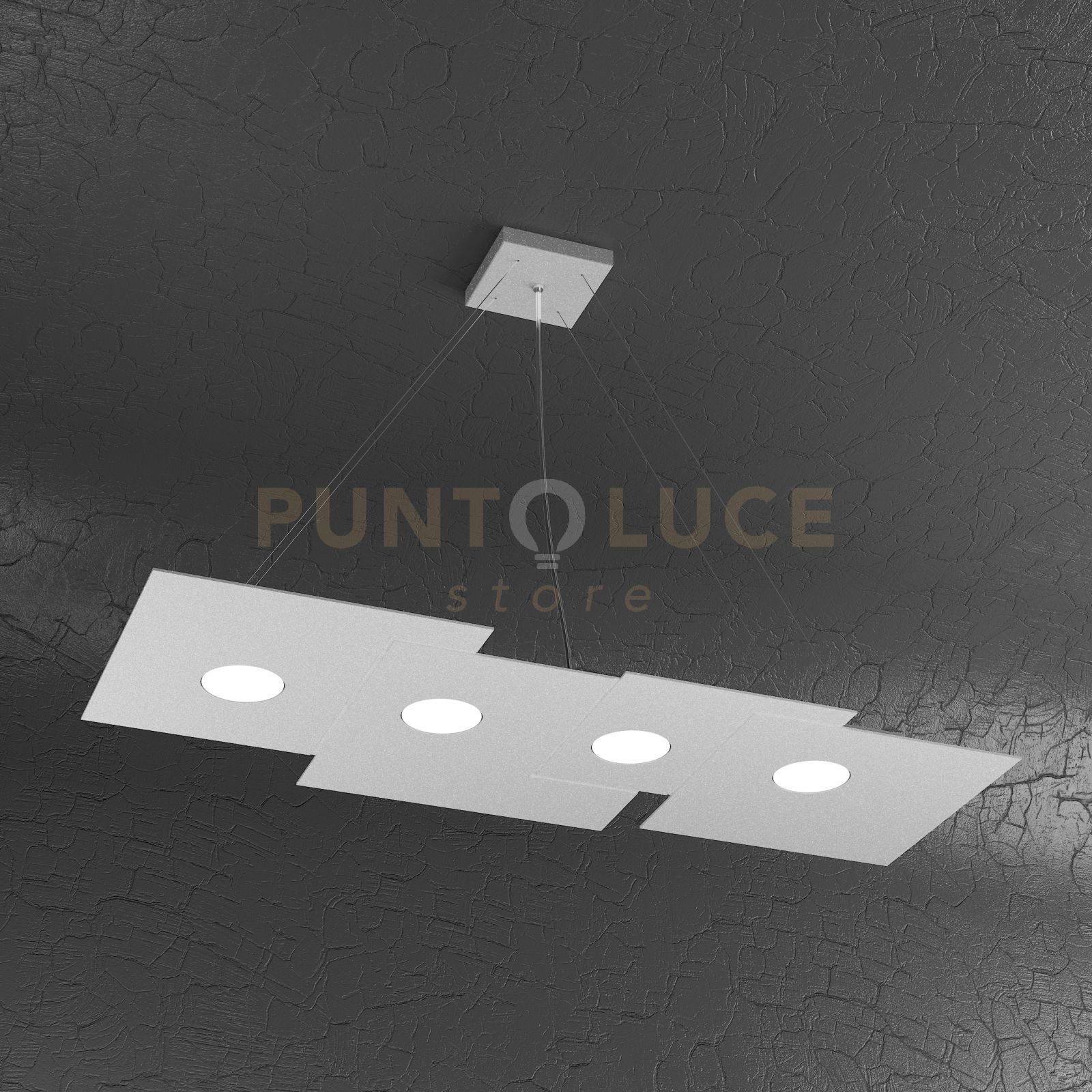 foto del prodotto plate sospensione 4 luci rettangolare grigio 1129-s4 r-gr